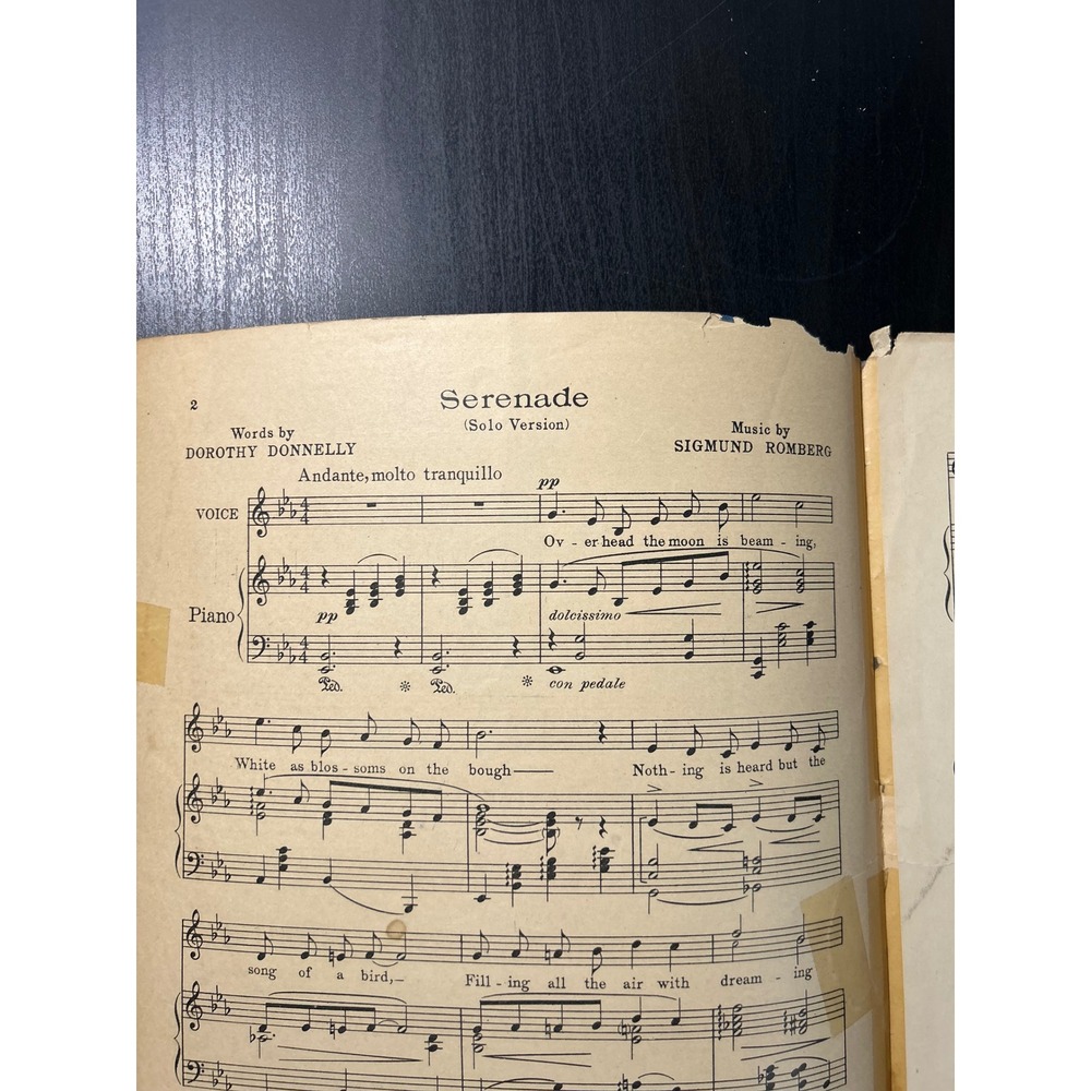 Sheet Music Serenade Solo The Student Prince in Heidelberg Sigmund Romberg Harms - Picture 3 of 10